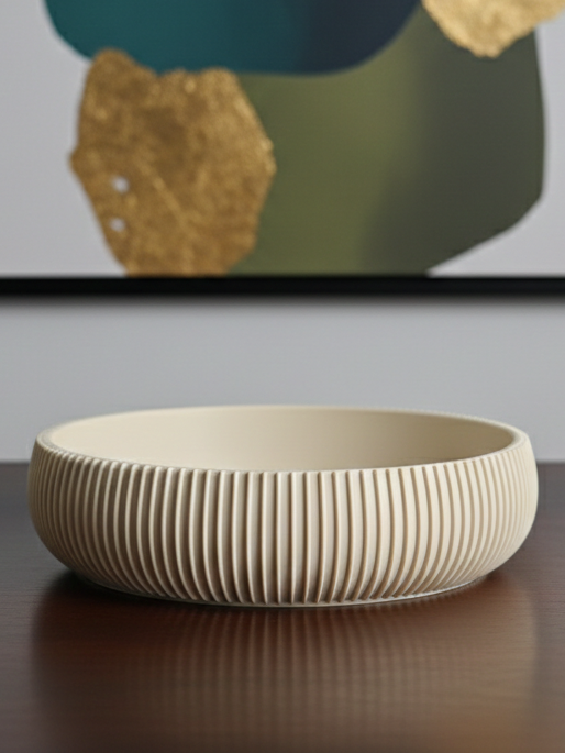 Ribbed Ivory Bowl
