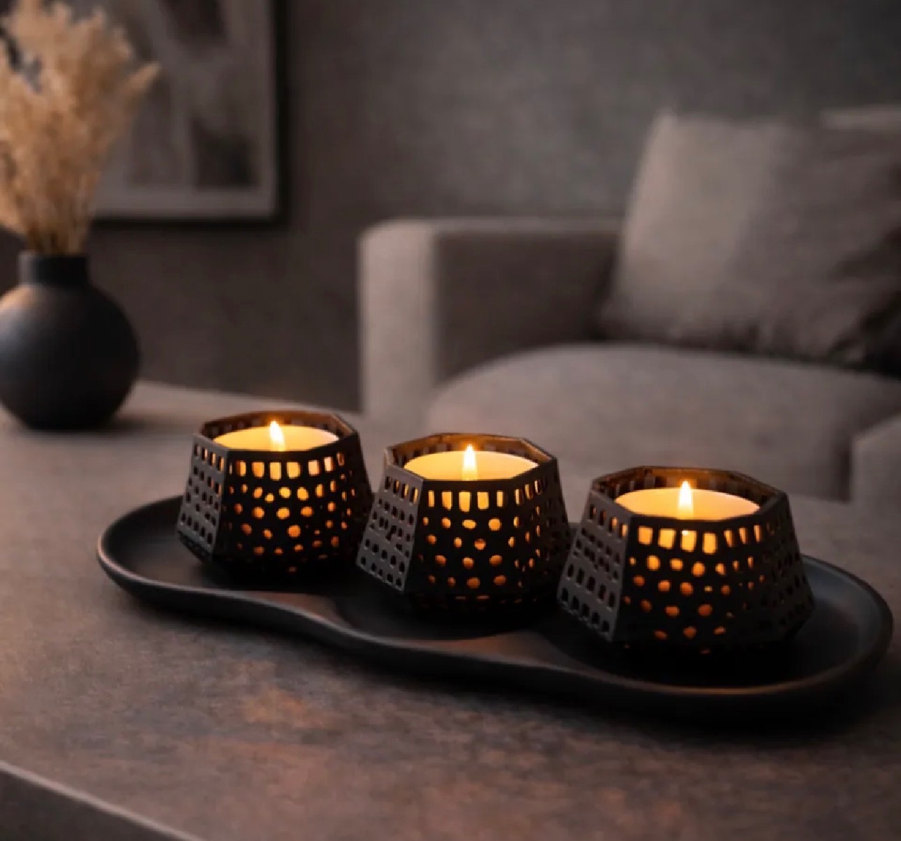 Sculptural Candle Trio